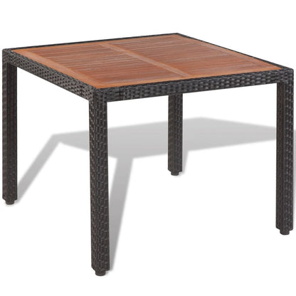 5-tlg. Garten-Essgruppe mit Auflagen Poly Rattan Schwarz