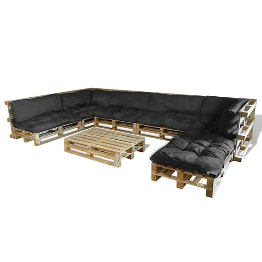 Pallet Sofa Kissen 13 pcs Schwarz 120 x 80 x 10 cm Stoff