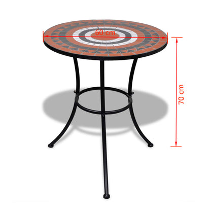 Bistrotisch Terrakotta-Rot und Weiß 60 cm Mosaik