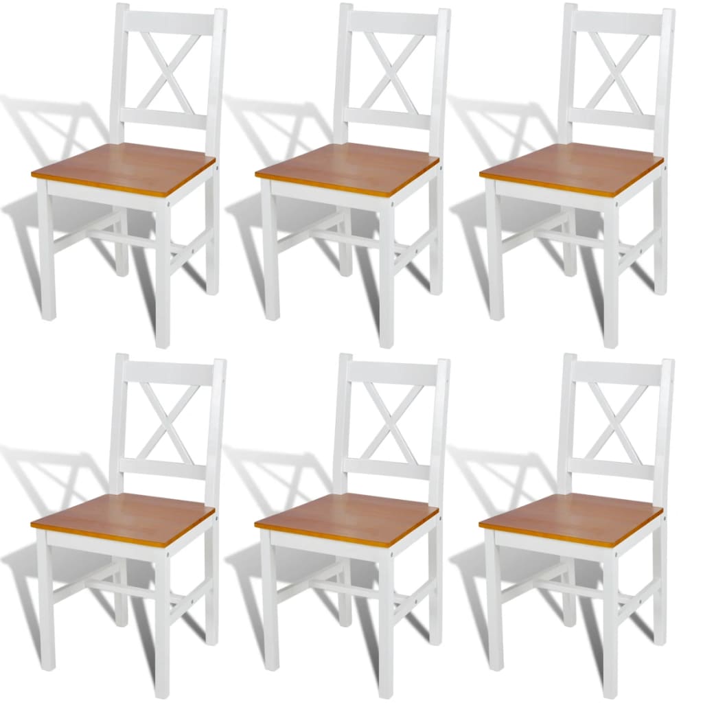 Spisestuestole 6 stk. Hvid fyrretræ