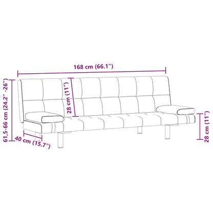 Schlafsofa mit 2 Kissen Kunstleder Ausziehbar Schwarz