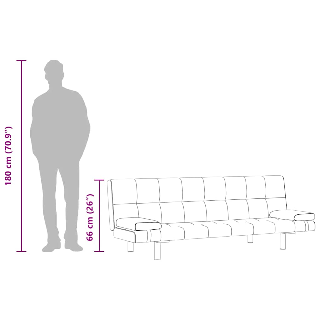 Schlafsofa mit 2 Kissen Kunstleder Ausziehbar Schwarz