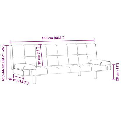 Schlafsofa mit 2 Kissen Kunstleder Ausziehbar Cremeweiß