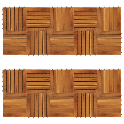 Terrassenfliesen 20 Stk. Vertikales Muster 30x30 cm Akazienholz