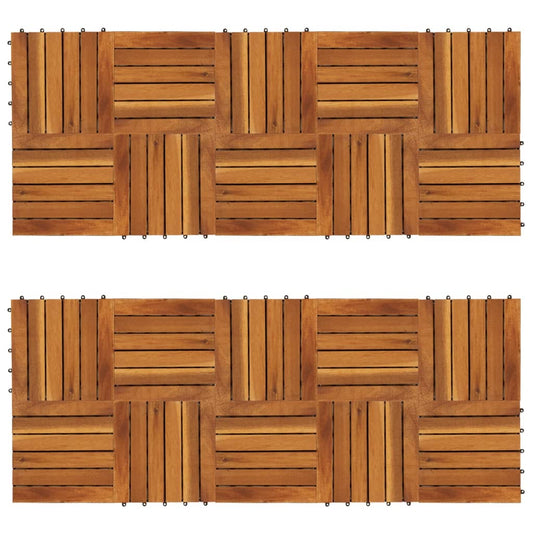 Terrassenfliesen 20 Stk. Vertikales Muster 30x30 cm Akazienholz