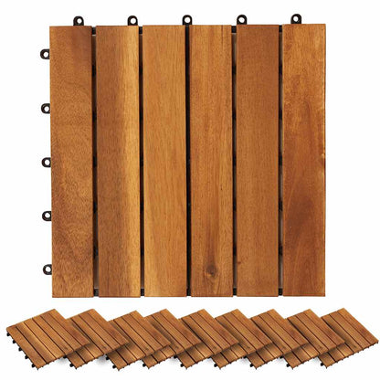 Terrassenfliesen 20 Stk. Vertikales Muster 30x30 cm Akazienholz