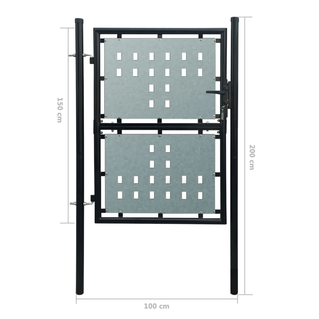 Hegnslåge (Single Gate) Sort 100x200 cm