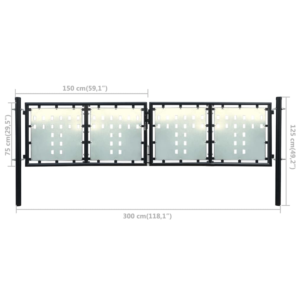 Hegnslåge (Single Gate) Sort 300x125 cm