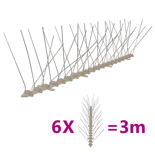 6-tlg. Vogelabwehr-Spikes-Set 3 m Kunststoff 4-reihig
