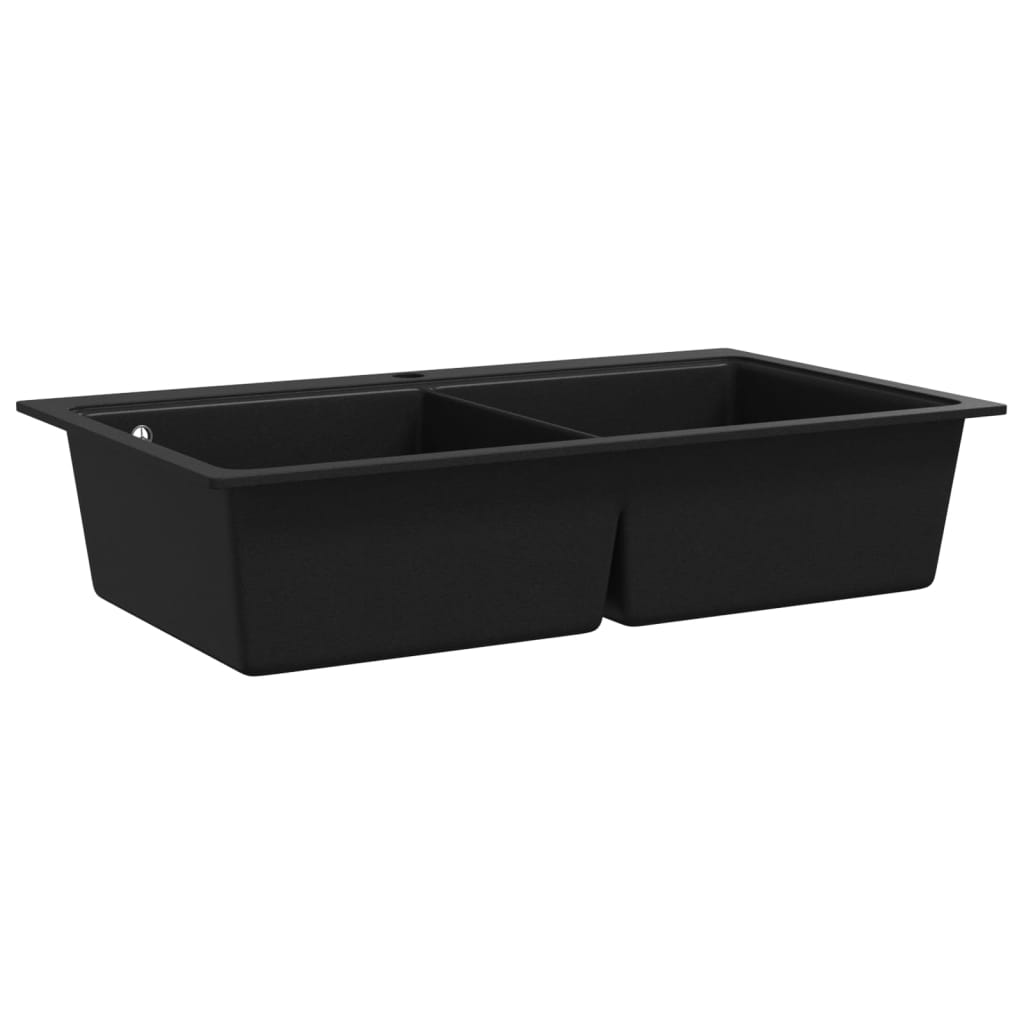 Granitspüle Doppelbecken Schwarz