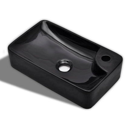 Keramik Waschbecken mit Hahnloch schwarz