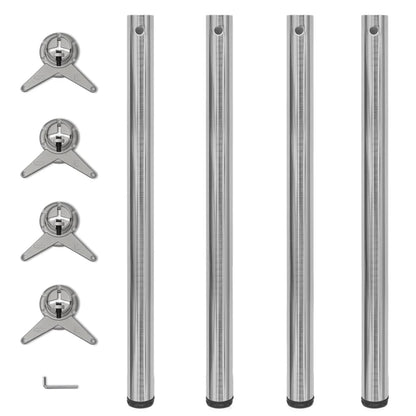 4x höhenverstellbares Tischbein Nickel gebürstet 870 mm