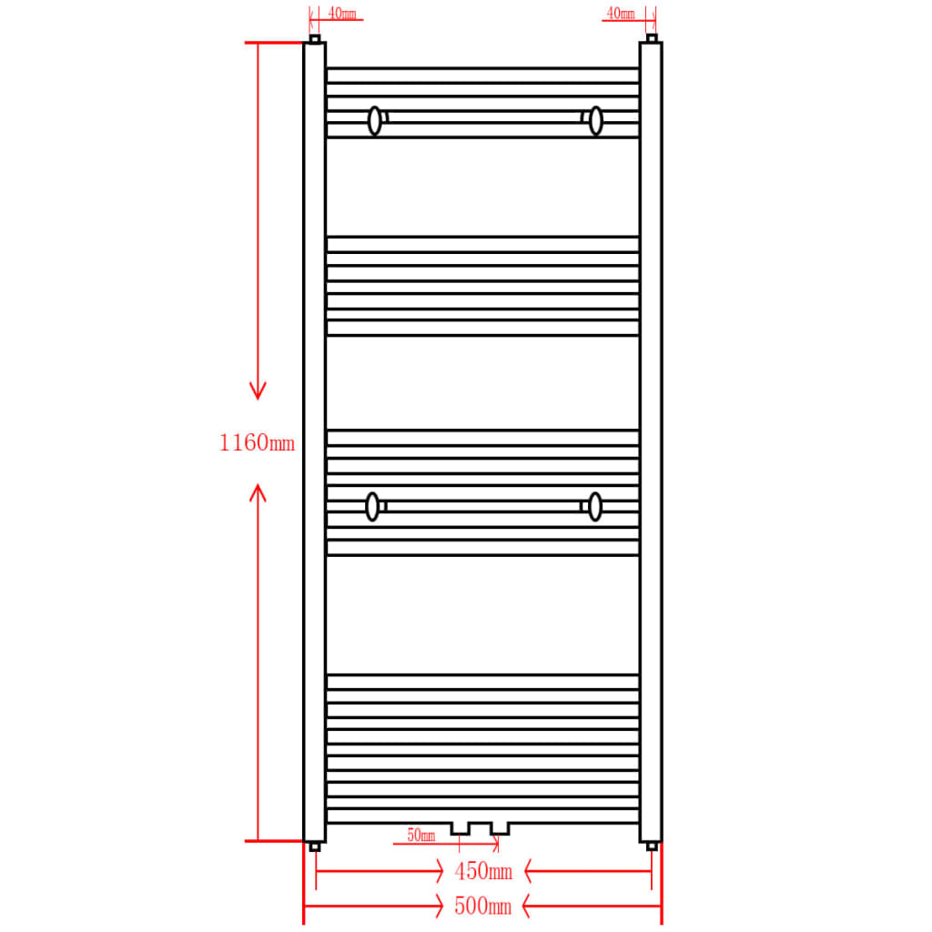 Handtuchheizkörper Warmwasser Gebogen Grau 500x1160 mm