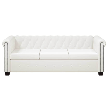 Chesterfield-Sofas 2-Sitzer und 3-Sitzer Kunstleder Weiß
