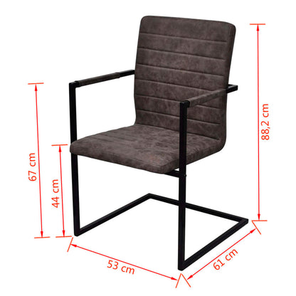 Cantilever Stol 4 stk Brunt Kunstlæder