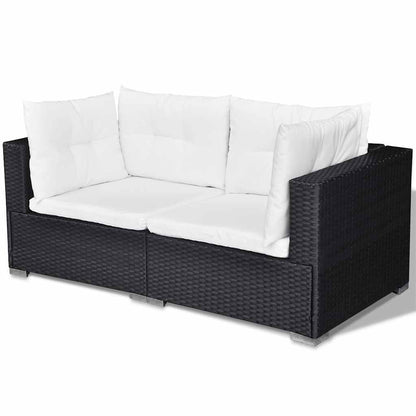 6-tlg. Garten-Lounge-Set mit Auflagen Poly Rattan Schwarz