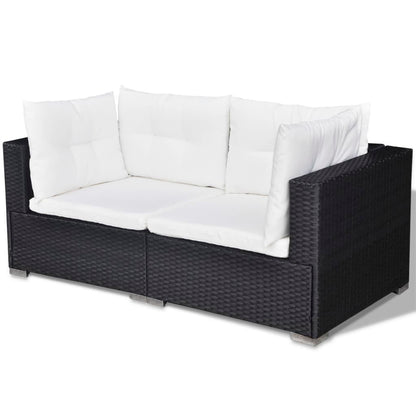 5-tlg. Garten-Lounge-Set mit Kissen Poly Rattan Schwarz