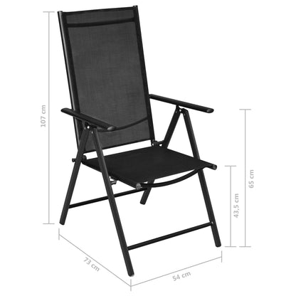 Gartenstühle Klappbar 2 Stk. Aluminium und Textilene Schwarz