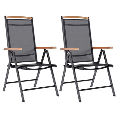 Gartenstühle Klappbar 2 Stk. Aluminium und Textilene Schwarz
