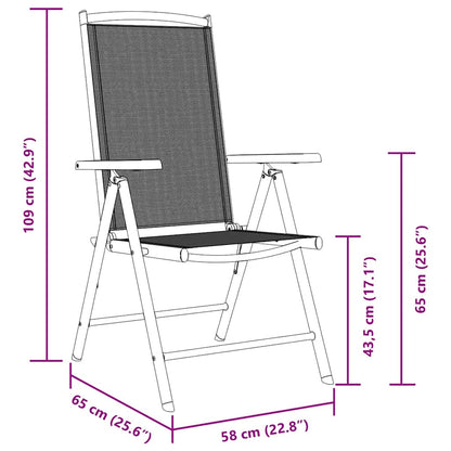 Gartenstühle Klappbar 2 Stk. Aluminium und Textilene Schwarz