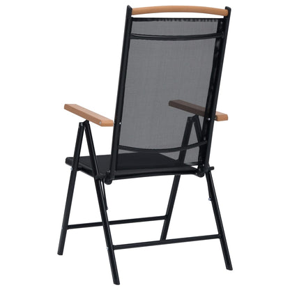 Gartenstühle Klappbar 2 Stk. Aluminium und Textilene Schwarz