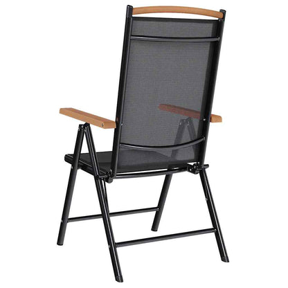 Gartenstühle Klappbar 2 Stk. Aluminium und Textilene Schwarz