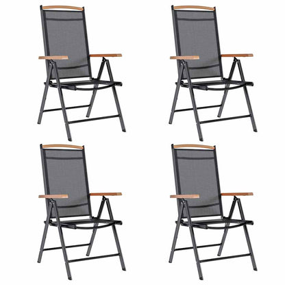Gartenstühle Klappbar 4 Stk. Aluminium und Textilene Schwarz