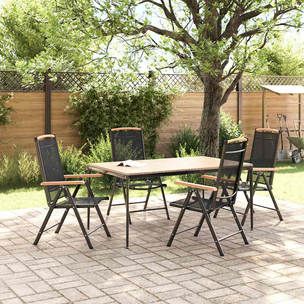 Gartenstühle Klappbar 4 Stk. Aluminium und Textilene Schwarz