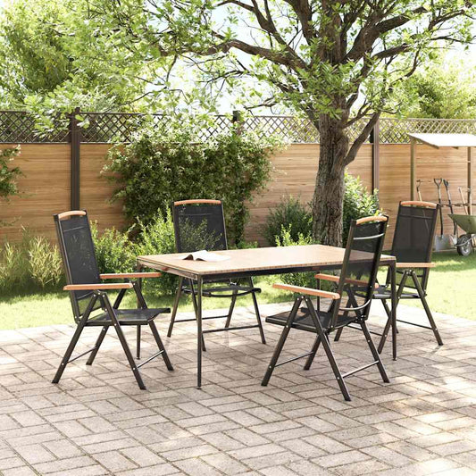 Gartenstühle Klappbar 4 Stk. Aluminium und Textilene Schwarz