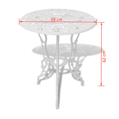 3-tlg. Bistro-Set Aluminiumguss Weiß