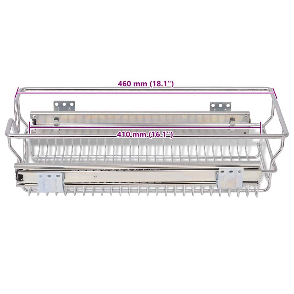Einbauschublade Korbauszug 2 Stk. Silbern 300 mm