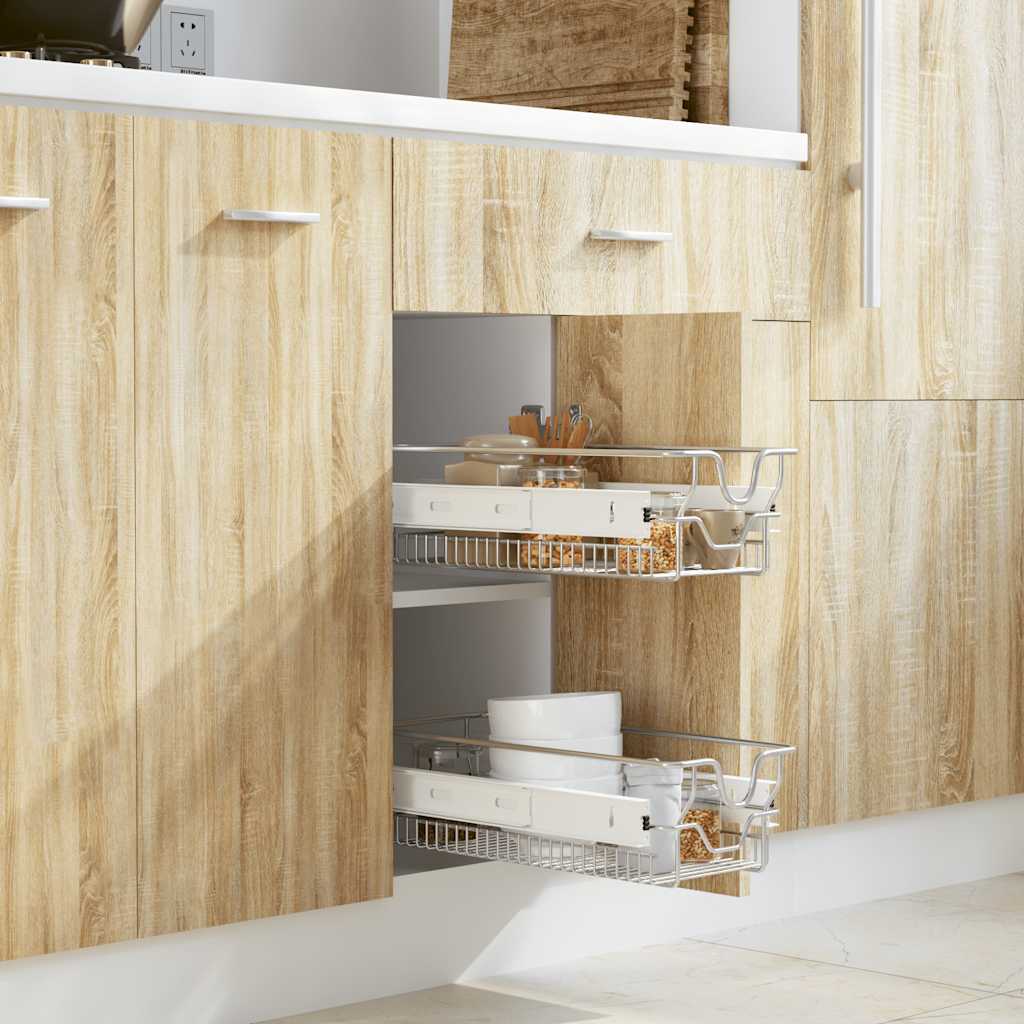 Einbauschublade Korbauszug 2 Stk. Silbern 300 mm