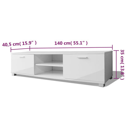Tv-møbel højglans hvid 140x40,5x35 cm