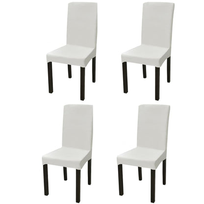 Stretch-Stuhlhussen Gerade 4 Stk. Creme
