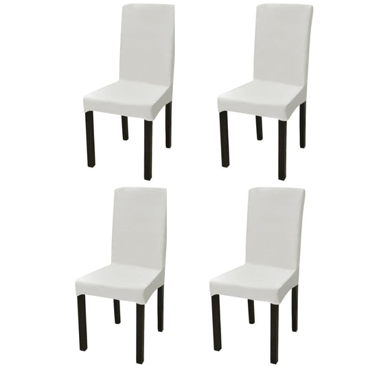 Stretch-Stuhlhussen Gerade 4 Stk. Creme