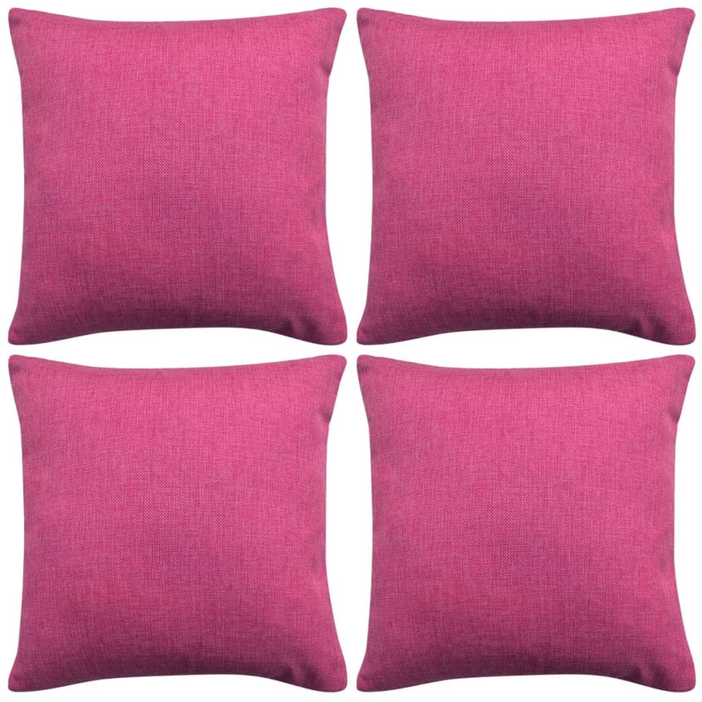Kissenbezüge 4 Stk. Leinenoptik Rosa 40x40 cm