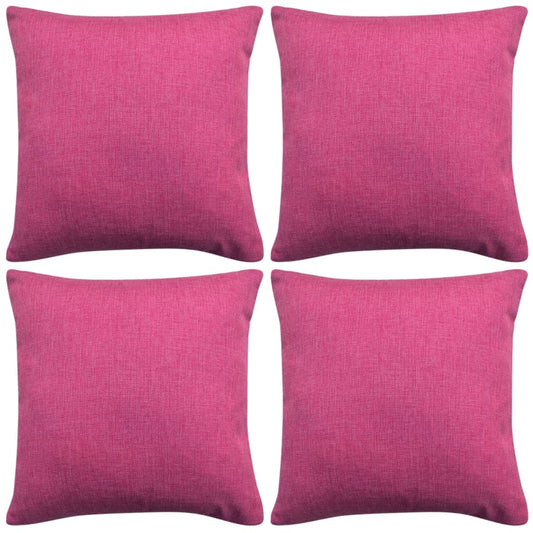 Kissenbezüge 4 Stk. Leinenoptik Rosa 40x40 cm
