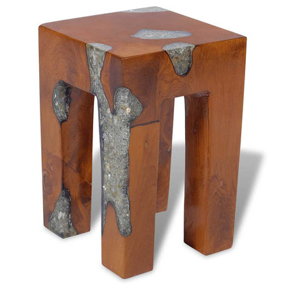 Hocker Massivholz Teak und Harz