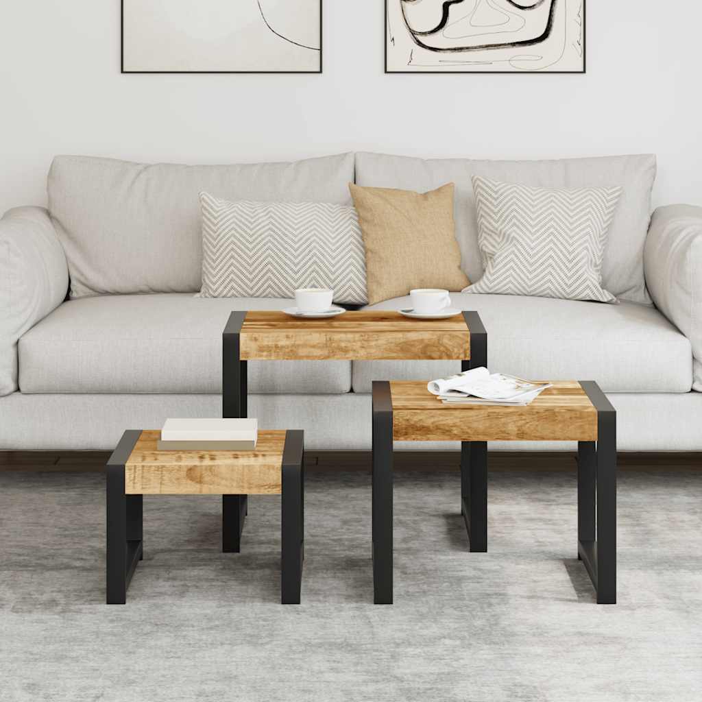 Satztische 3 Stk. Massivholz Mango