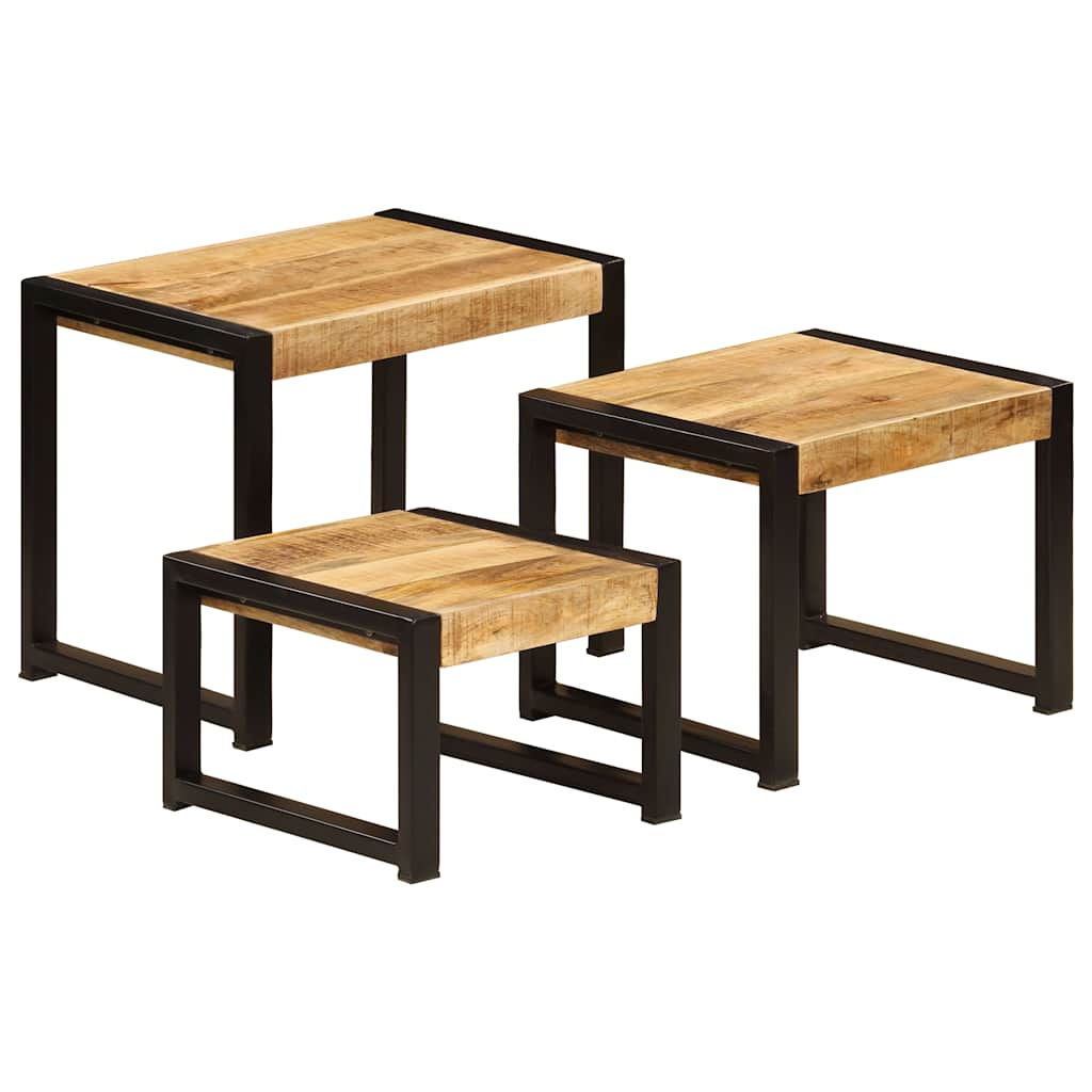 Satztische 3 Stk. Massivholz Mango