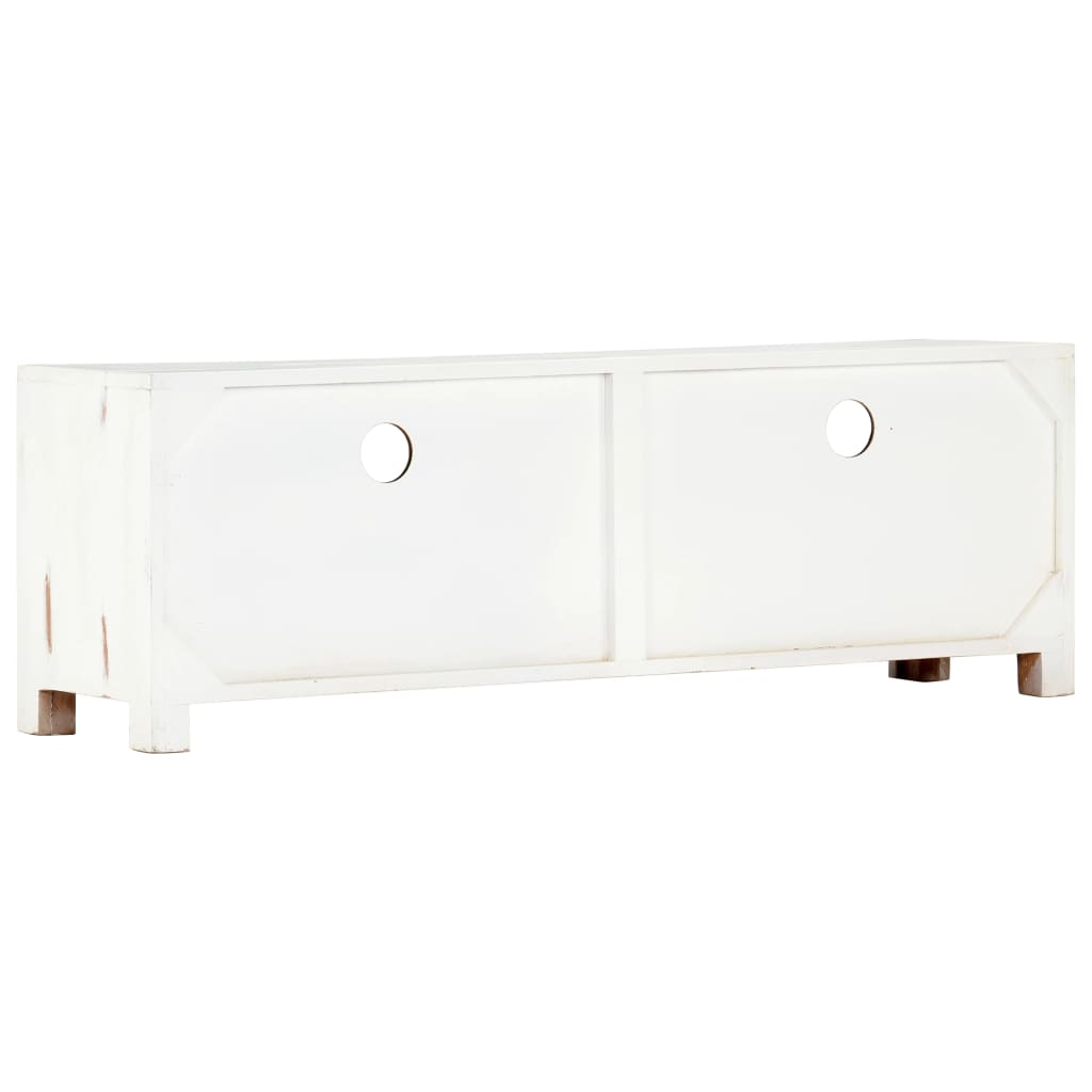 TV-skab Hvid 120 x 30 x 40 cm Massivt akacietræ