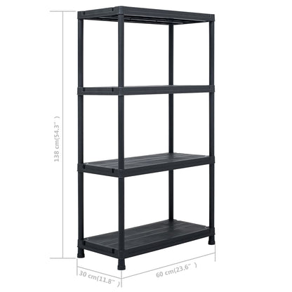 Lagerregal Schwarz 100 kg 60 x 30 x 138 cm Kunststoff