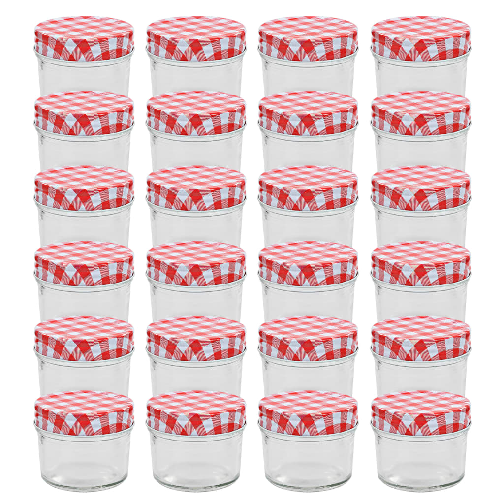 Marmeladengläser mit Weißen/Roten Deckeln 24 Stk. 110 ml