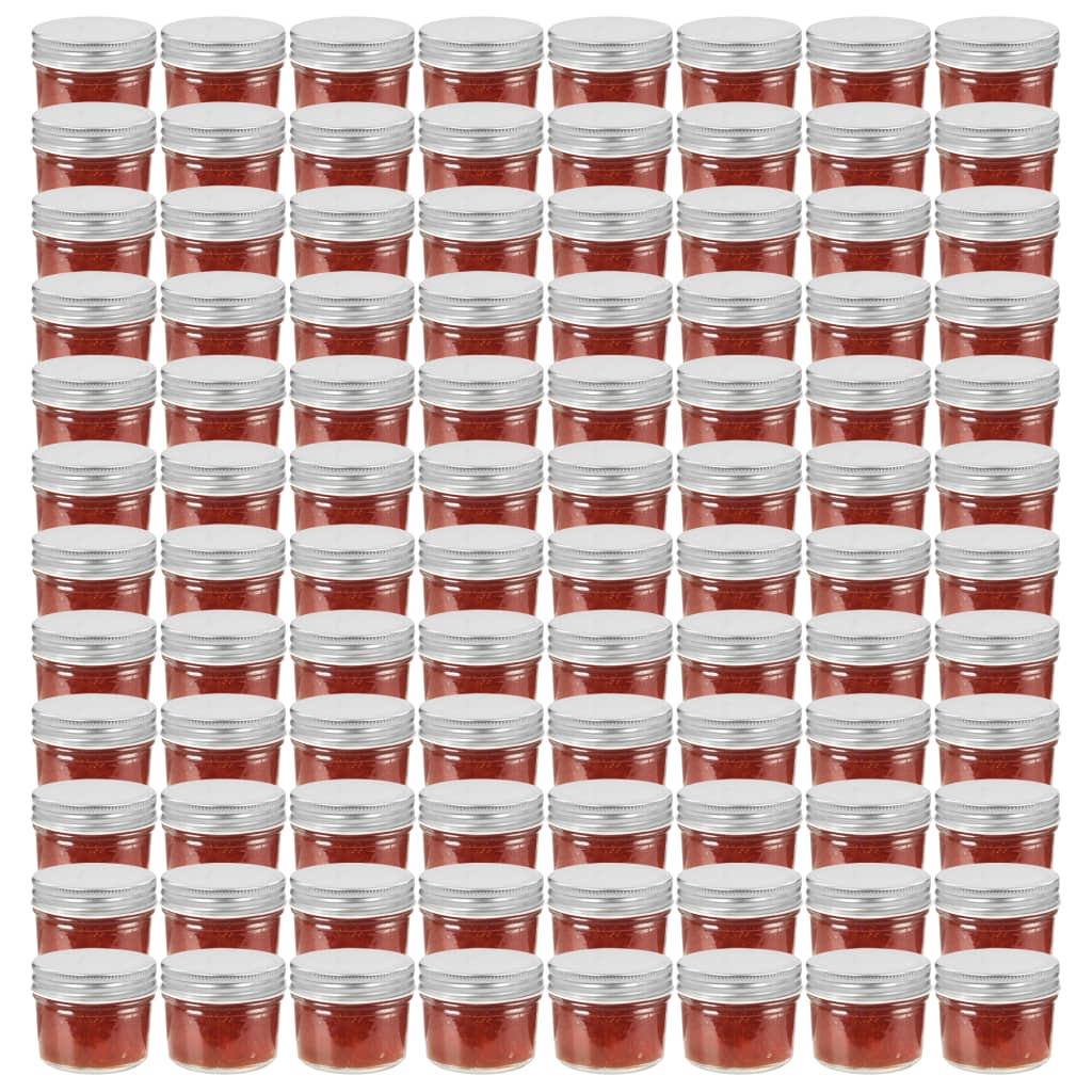 Marmeladengläser mit Silbernen Deckeln 96 Stk. 110 ml