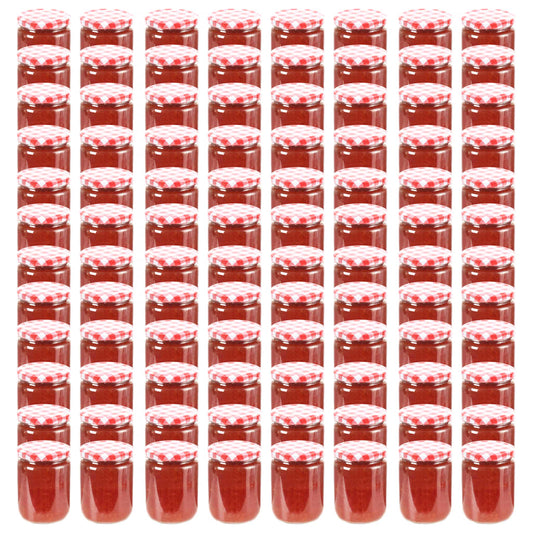 Marmeladengläser mit Weißem/Rotem Deckel 96 Stk. 230 ml