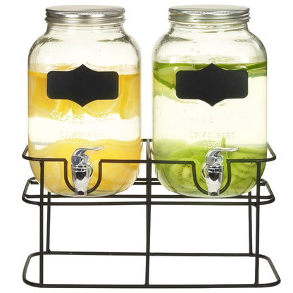 Getränkespender 2 Stk. mit Ständer 2 x 4 L Glas
