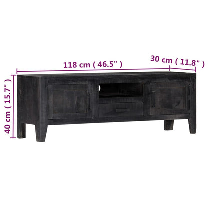 TV-skab Sort 118x30x40 cm Massivt mangotræ