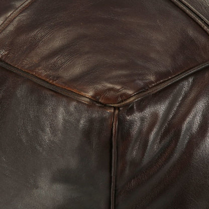Pouf Dunkelbraun 60 x 60 x 30 cm Echtes Ziegenleder