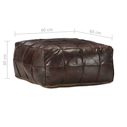Pouf Dunkelbraun 60 x 60 x 30 cm Echtes Ziegenleder