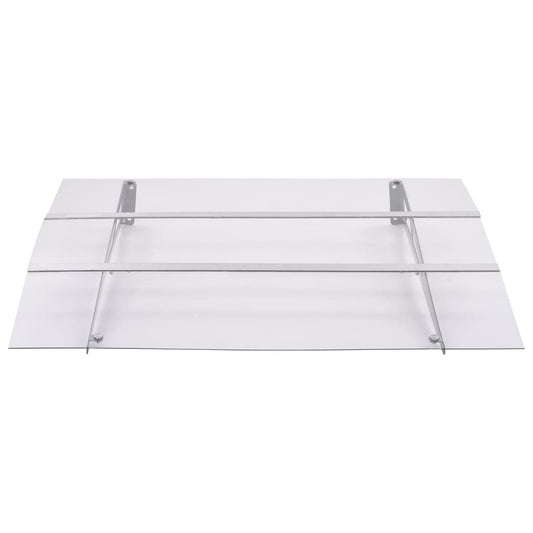 Türvordach Silbern und Transparent 150x90 cm PET